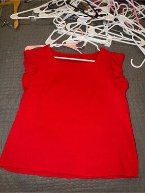 Bright Red Ruffle Sleeve Top